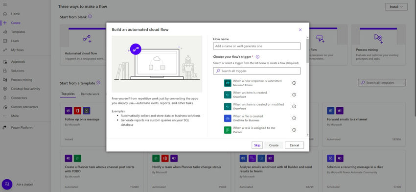 Automated cloud flow
